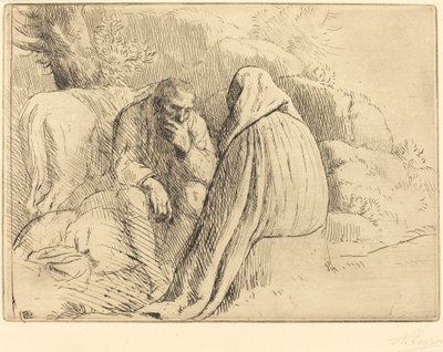 Bohemian Campment Bohém táborhely. alkotó: Alphonse Legros