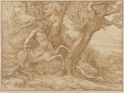 Kentaur ágakkal (toll és barna tinta, vászonpapír) alkotó: Alphonse Legros