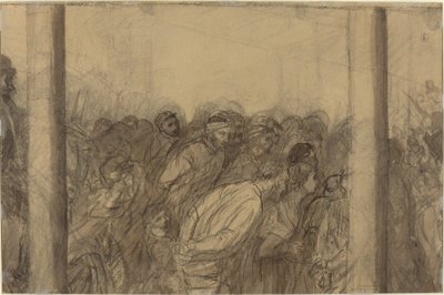 Két oszlop között látható emberek tömege [verso] alkotó: Alphonse Legros