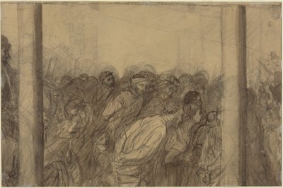 Két oszlop között látható tömeg [verso] alkotó: Alphonse Legros