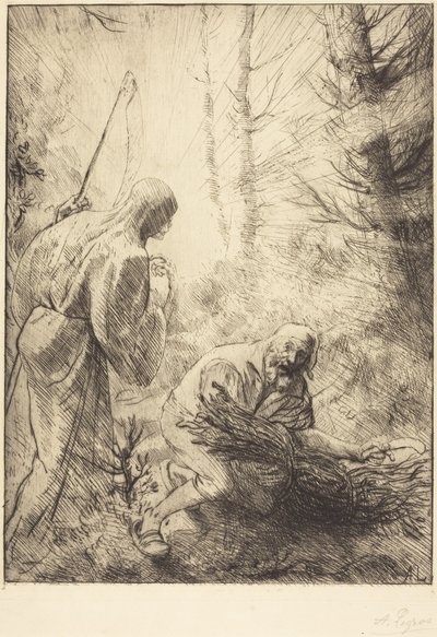 A halál és a favágó, 2. metszet (La mort et le bucheron) alkotó: Alphonse Legros
