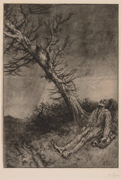 A vagabond halála. alkotó: Alphonse Legros