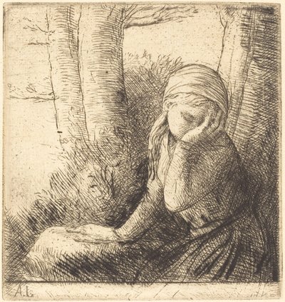 Kétségbeesett fiatal lány Kétségbeesett fiatal lány. alkotó: Alphonse Legros