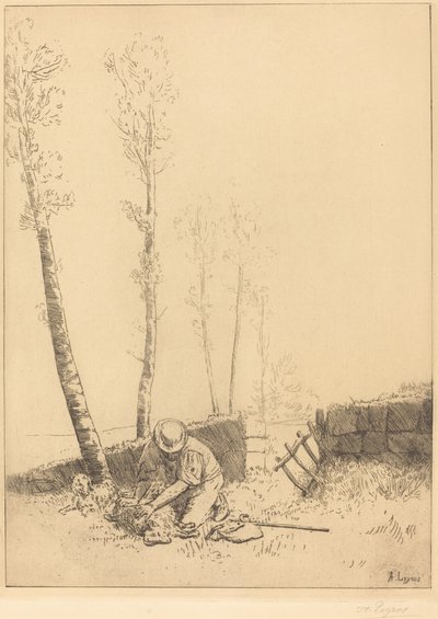 Megtalálni a bárányt (Le mouton retrouve) alkotó: Alphonse Legros