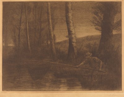 Horgász karikás hálóval (La peche a la baj) alkotó: Alphonse Legros