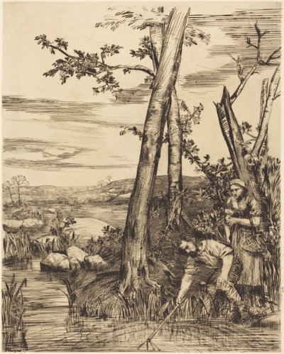 Fishing for Crayfish (A rákhalászok) alkotó: Alphonse Legros