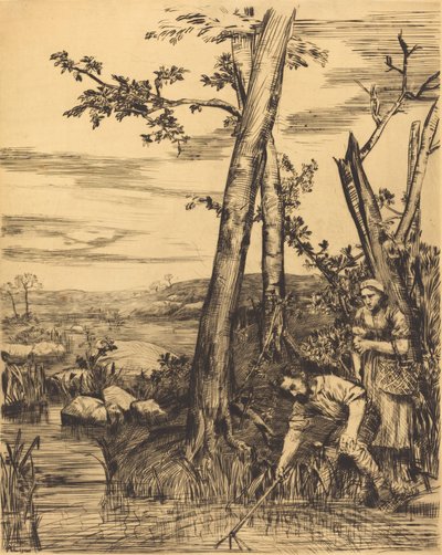 Horgászat rákok számára Rákhalászok. alkotó: Alphonse Legros