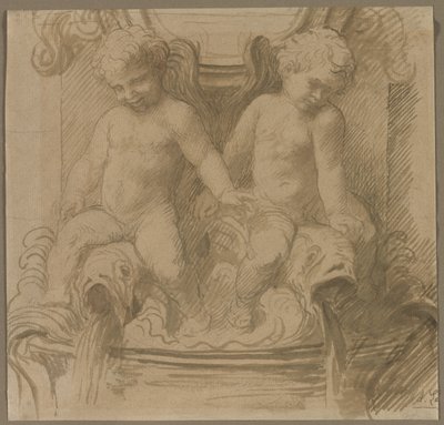Szökőkút Putti lovagló delfinekkel alkotó: Alphonse Legros