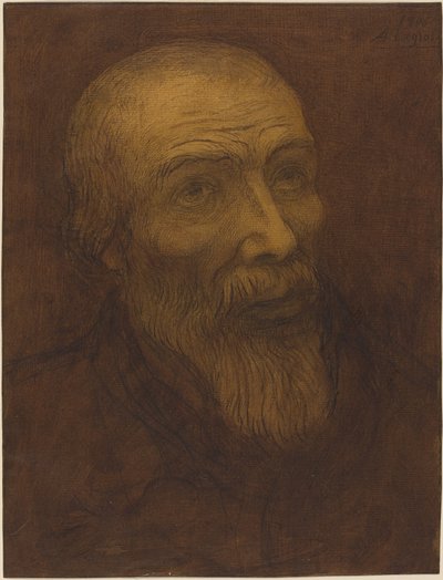 Egy szakállas kopasz férfi feje alkotó: Alphonse Legros