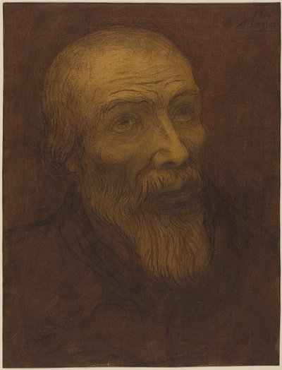 Szakállas kopasz férfi feje alkotó: Alphonse Legros