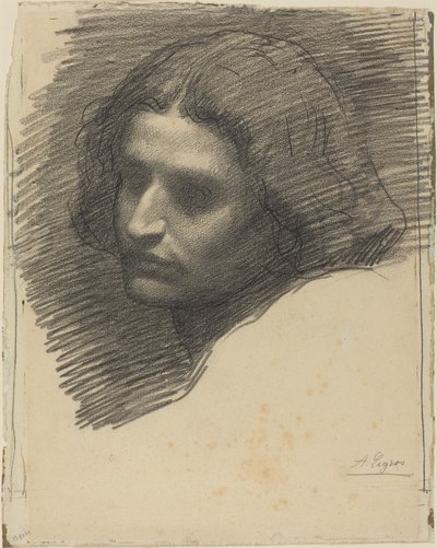 Balra néző férfi feje [recto]. alkotó: Alphonse Legros