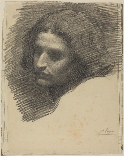 Balra néző férfi feje [előlap] alkotó: Alphonse Legros