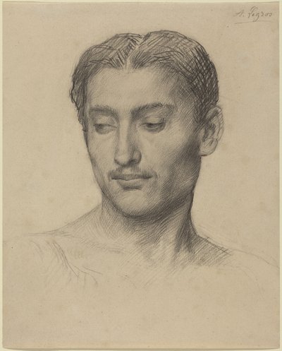 Egy fiatal férfi feje alkotó: Alphonse Legros