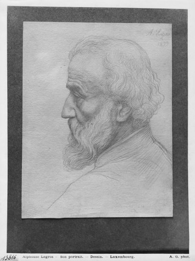Hosszú hajú öregember feje, 1899 (ezüstpont papíron) alkotó: Alphonse Legros