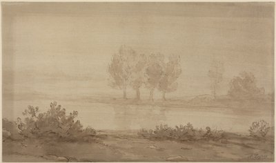 Tájkép - négy fa egy folyón túl alkotó: Alphonse Legros