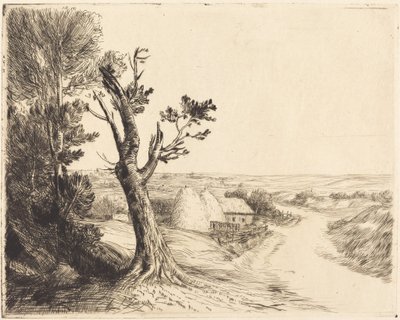 Táj szénakazalokkal (Le paysage aux meules) alkotó: Alphonse Legros