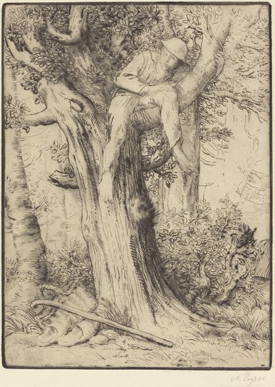Táj egy fiúval a fában alkotó: Alphonse Legros