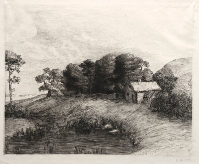 Táj egy tóval. alkotó: Alphonse Legros