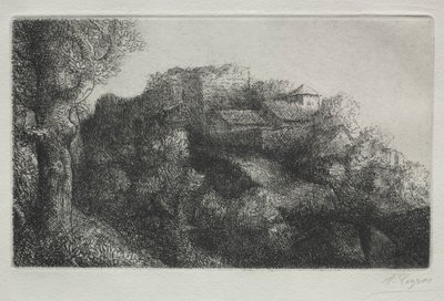 Táj épületekkel. alkotó: Alphonse Legros