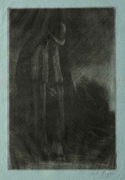 Az utazó a menedékben alkotó: Alphonse Legros