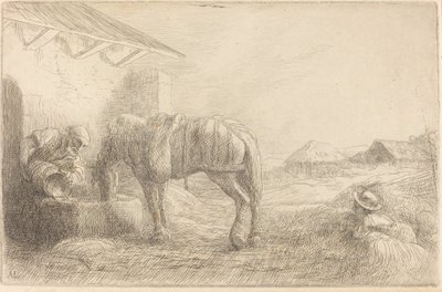Férfi itatás egy lovat alkotó: Alphonse Legros