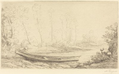 Férfi ponttal, jobb oldali figura (Pecheurs des truites) alkotó: Alphonse Legros