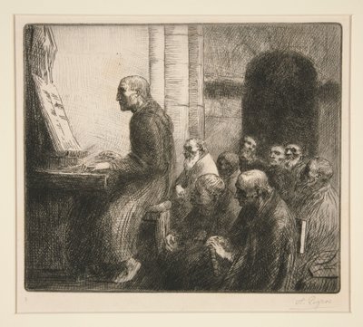 Szerzetes orgonál a templomban alkotó: Alphonse Legros