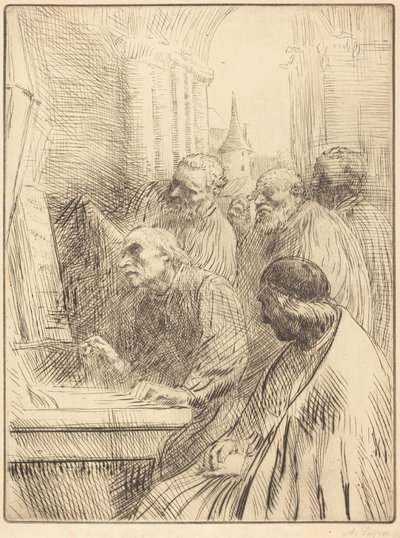 Monks at Church (Szerzetesek a templomban) alkotó: Alphonse Legros