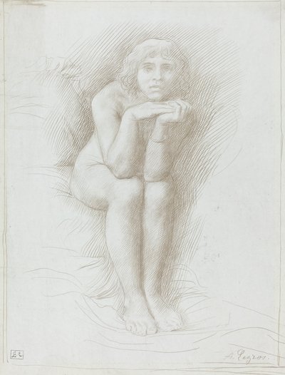 Meztelen modell Ülő. alkotó: Alphonse Legros