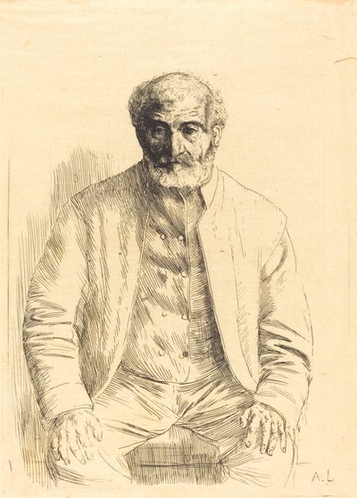 Öreg ember ült, Vieillard assis. alkotó: Alphonse Legros