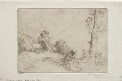 Paraszt egy kőkerítés közelében. alkotó: Alphonse Legros