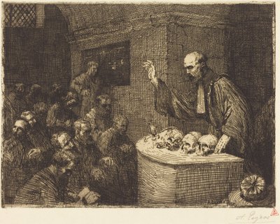 Frenológiai kurzus, 2. táblakép (Le cours de phrenologie) alkotó: Alphonse Legros