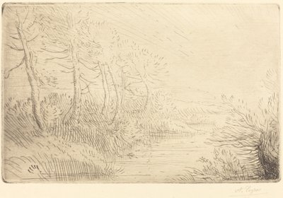 Folyópart Bord de la riviere. alkotó: Alphonse Legros