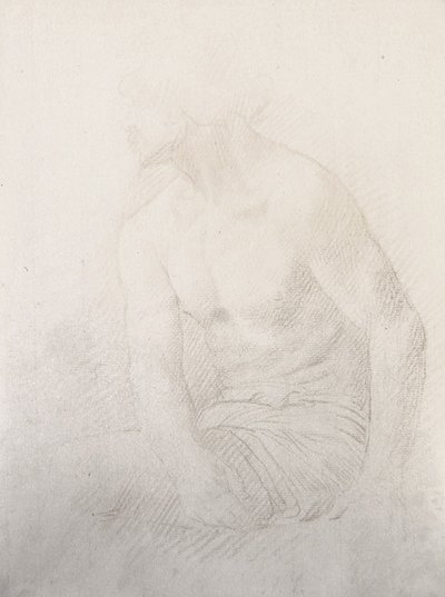 Ülő férfi akt (barna kréta papíron) alkotó: Alphonse Legros