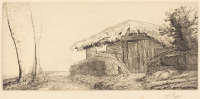 Pásztorkunyhó egy domboldalon alkotó: Alphonse Legros