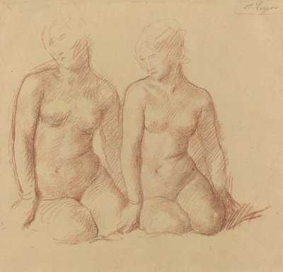 Tanulmány két egymás mellett ülő alakról. alkotó: Alphonse Legros