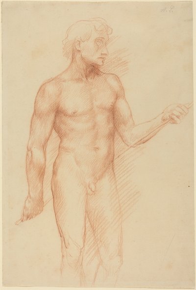 Férfialak tanulmánya, bottal a háta mögött alkotó: Alphonse Legros