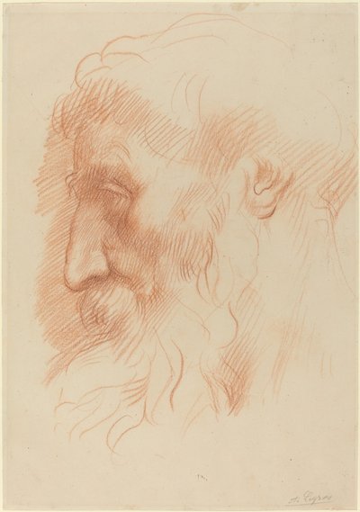 Az ember fejének tanulmányozása [recto] alkotó: Alphonse Legros
