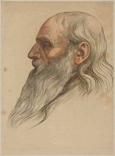 Egy teljes szakállú férfi fejének tanulmánya alkotó: Alphonse Legros