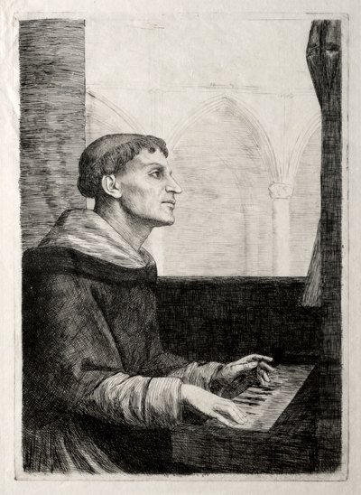 A szerzetes az orgonánál. alkotó: Alphonse Legros