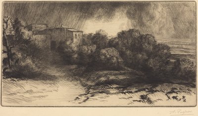 Kilátás egy farmra viharban (A brieux-i farm (Viharhatás)) alkotó: Alphonse Legros