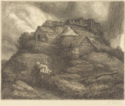 Saint-Pierre falu vihar közben Saint-Pierre falu, viharhatás. alkotó: Alphonse Legros