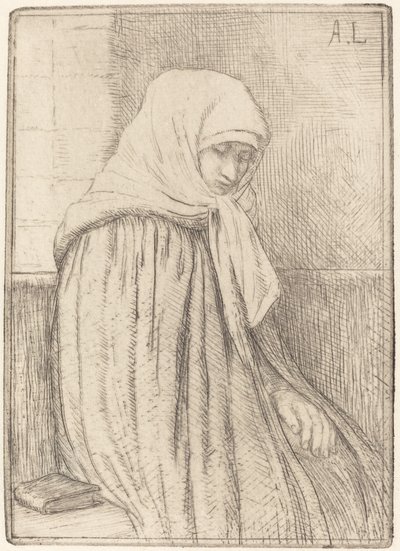 Fiatal paraszt ül egy templomban alkotó: Alphonse Legros