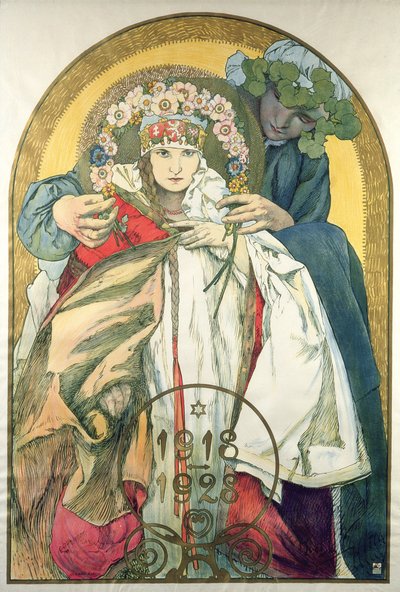 A Csehszlovák Köztársaság függetlenségének 10. évfordulója alkotó: Alphonse Marie Mucha