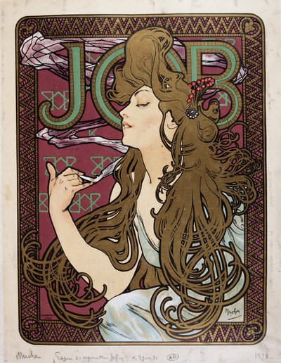 Mucha „Job Cigarette Paper” reklámplakátja alkotó: Alphonse Mucha