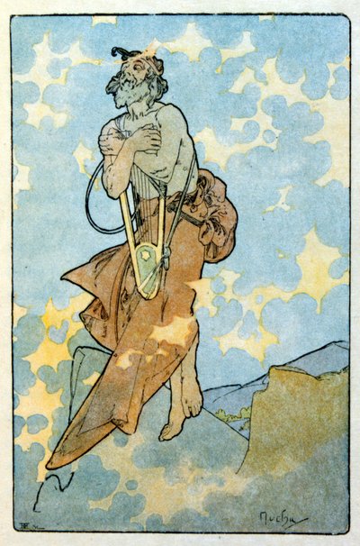 Illusztráció: Alphonse Mucha a francia író, Anatole France "Clio" című művéből. 1900. Mucha (1860 – 1939). cseh szecessziós festő volt alkotó: Alphonse Mucha