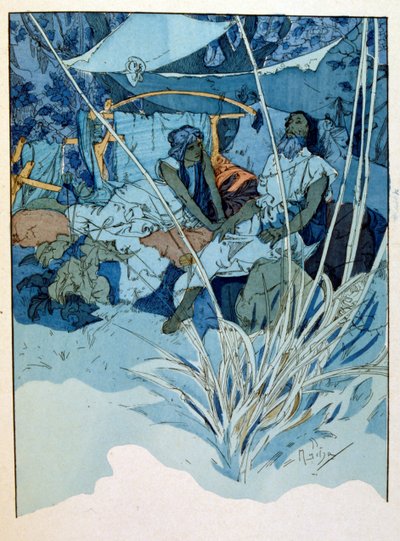 Illusztráció: Alphonse Mucha a "Rama" című költeményből, Paul Verola három felvonásban. kb.1898. Mucha (1860 – 1939). cseh szecessziós festő volt alkotó: Alphonse Mucha