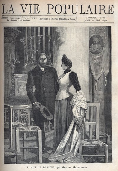 Egy templomban egy gyönyörű és elegáns pár feláll a gyertyák közé, és imádkozik Istenhez. Illusztráció: Alfons Maria Mucha (Alphonse Marie Mucha alkotó: Alphonse Mucha