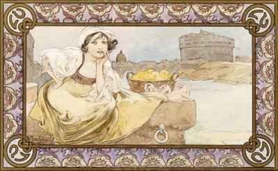Olasz lány, 1900 alkotó: Alphonse Mucha