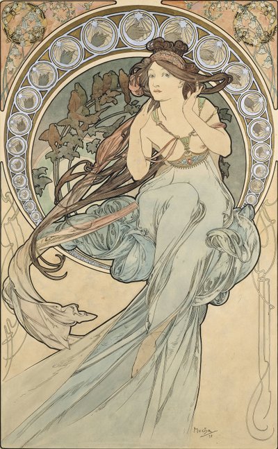 A zene, 1898 alkotó: Alphonse Mucha